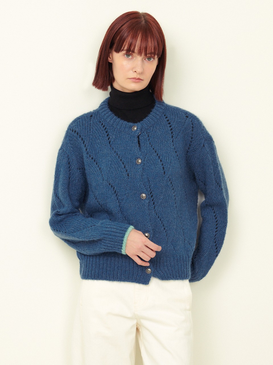 Seio Wool Knit Cardigan Artic Blue