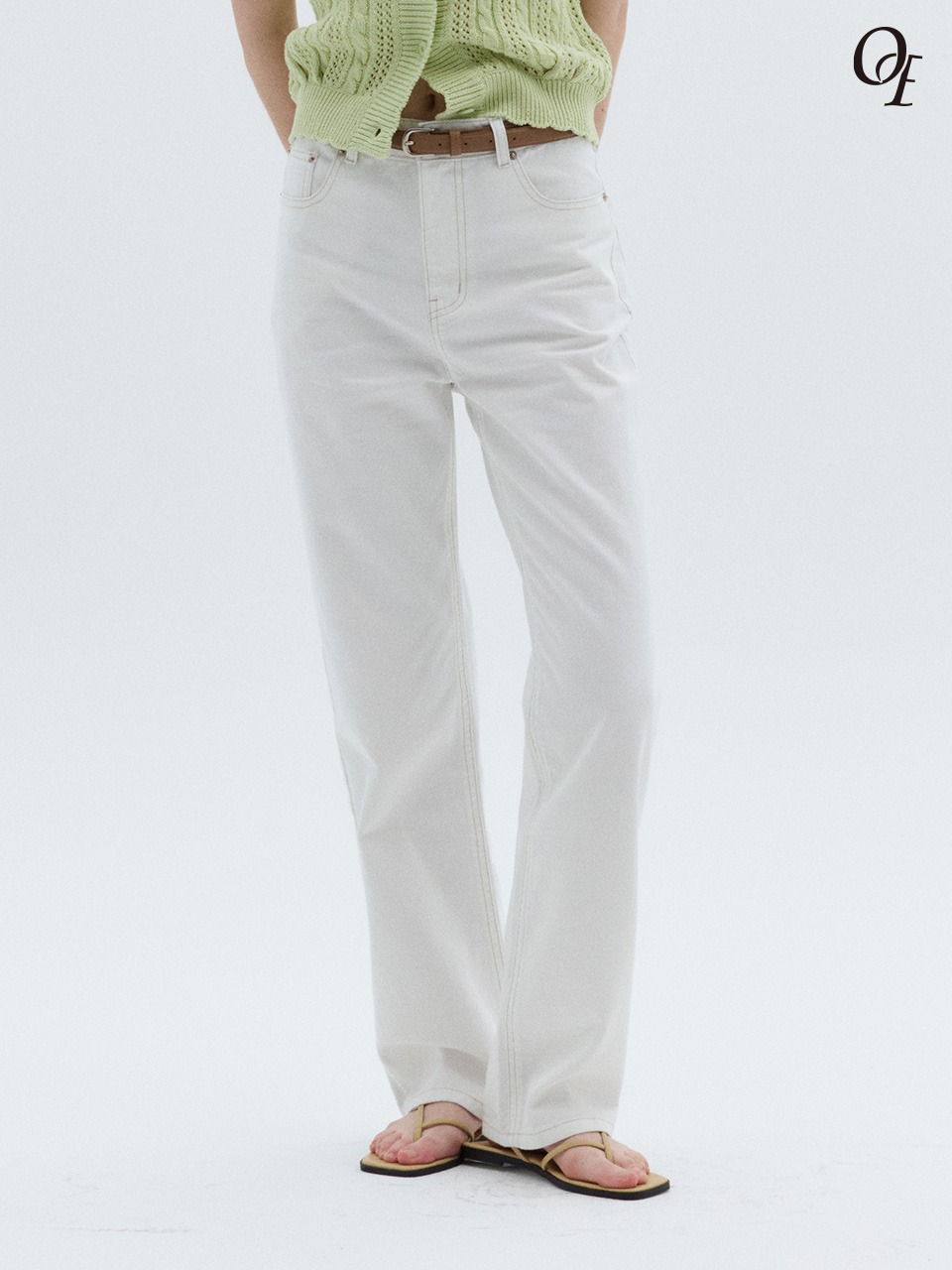 Essential Straight Denim Pants White
