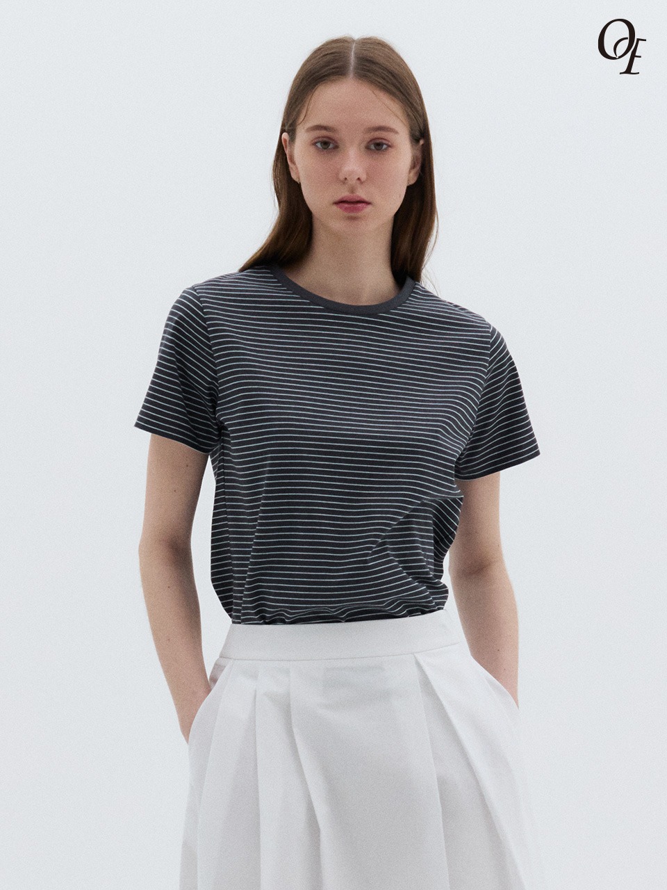 Essential Silket T-Shirt Charcoal Stripe