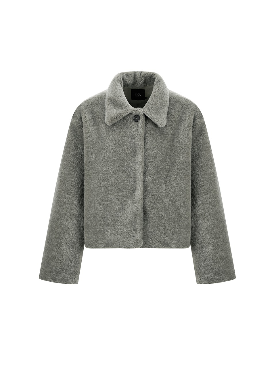 Drom Wool Shearling Coat Khaki Grey