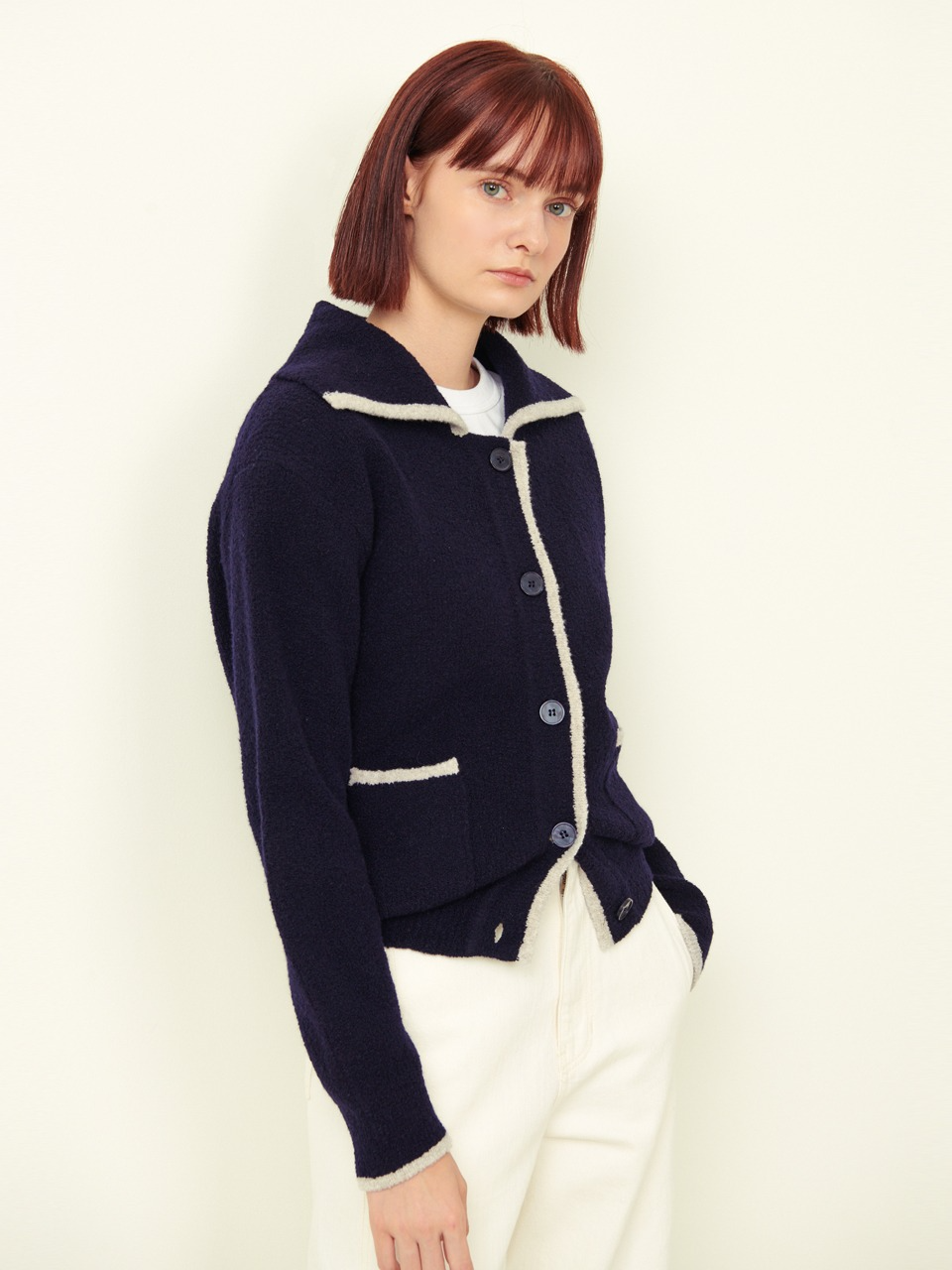 Sailor Merino Wool Knit Jacket Navy