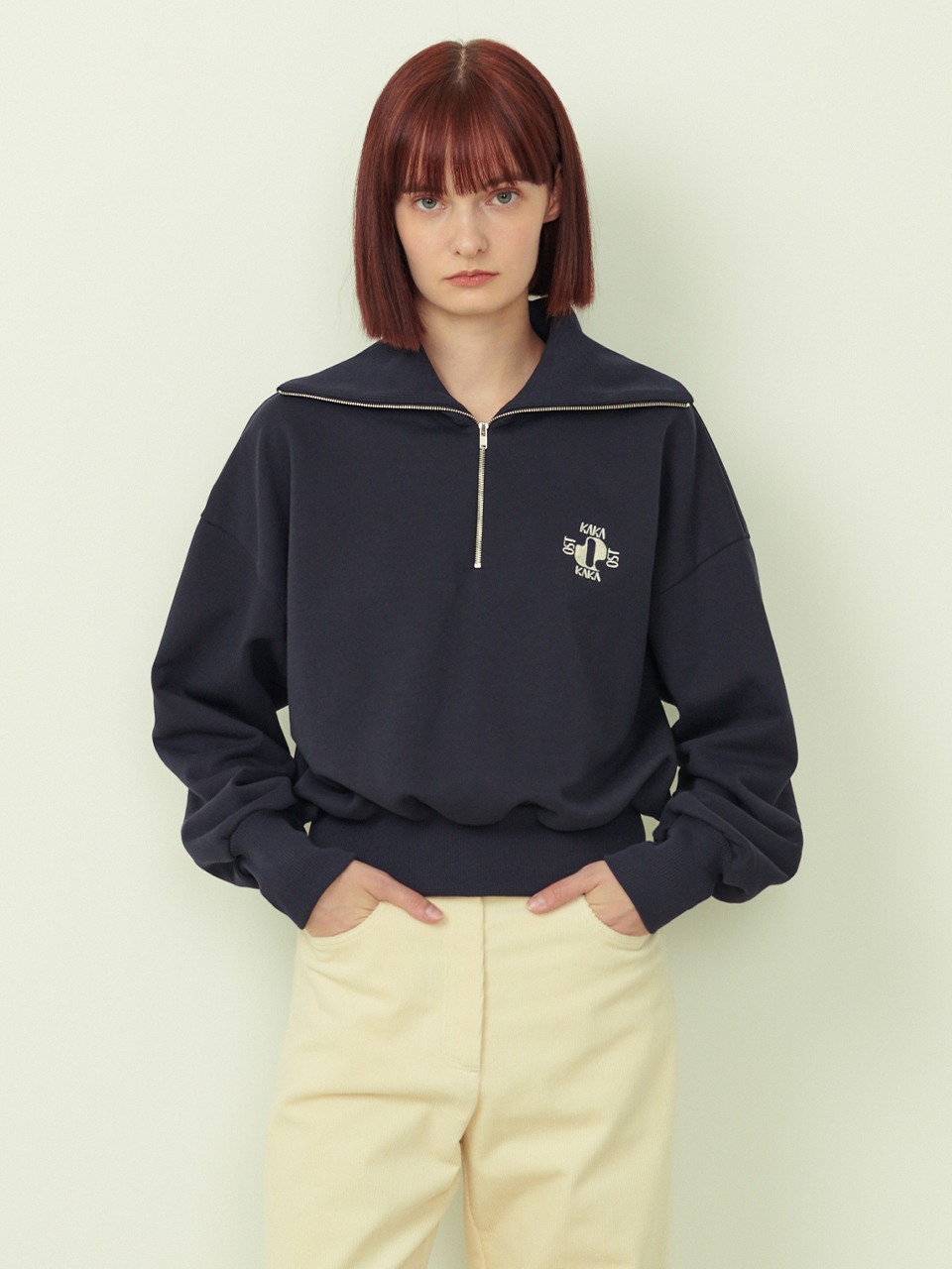 Wendy Half Zip-up Sweatshirt Navy