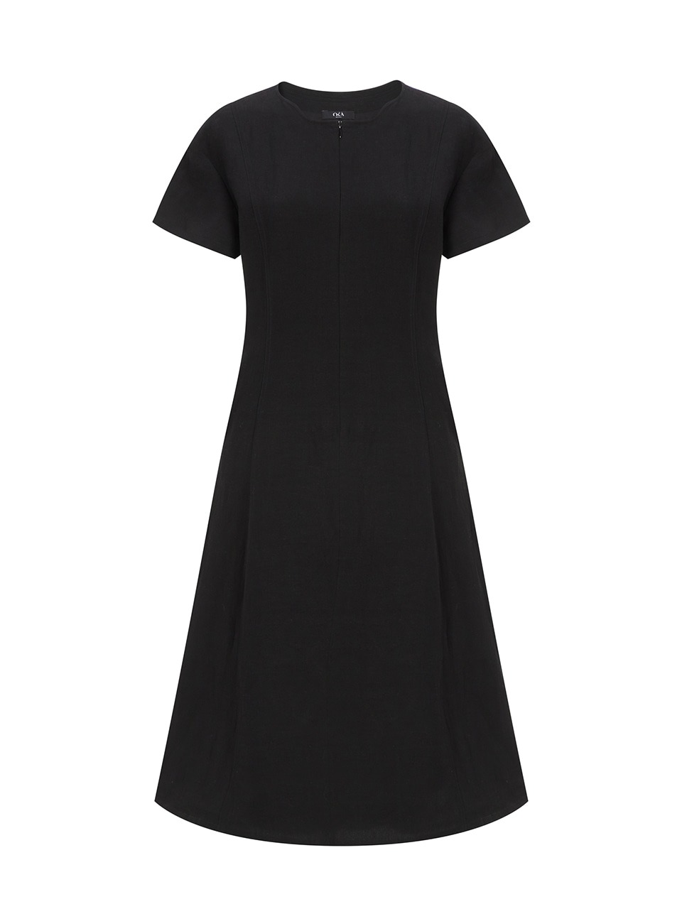 Linen Som Half Sleeve Dress Black