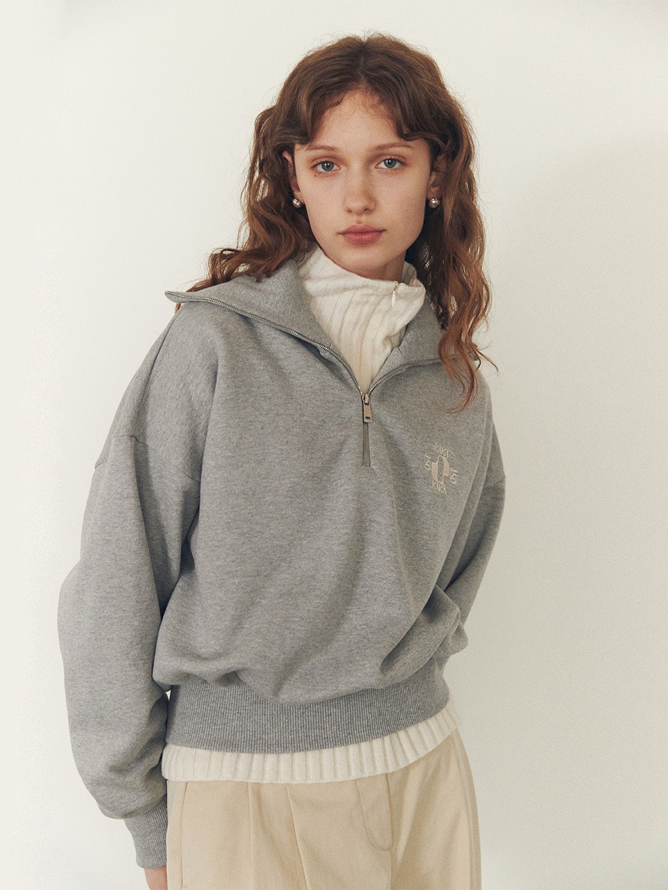 Wendy Half Zip-up Sweatshirt Grey