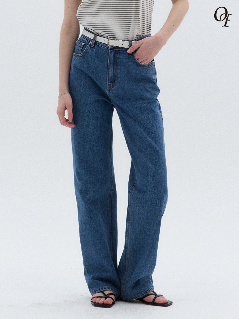 [M,L 5/31 예약배송] Essential Straight Denim Pants Middle Blue