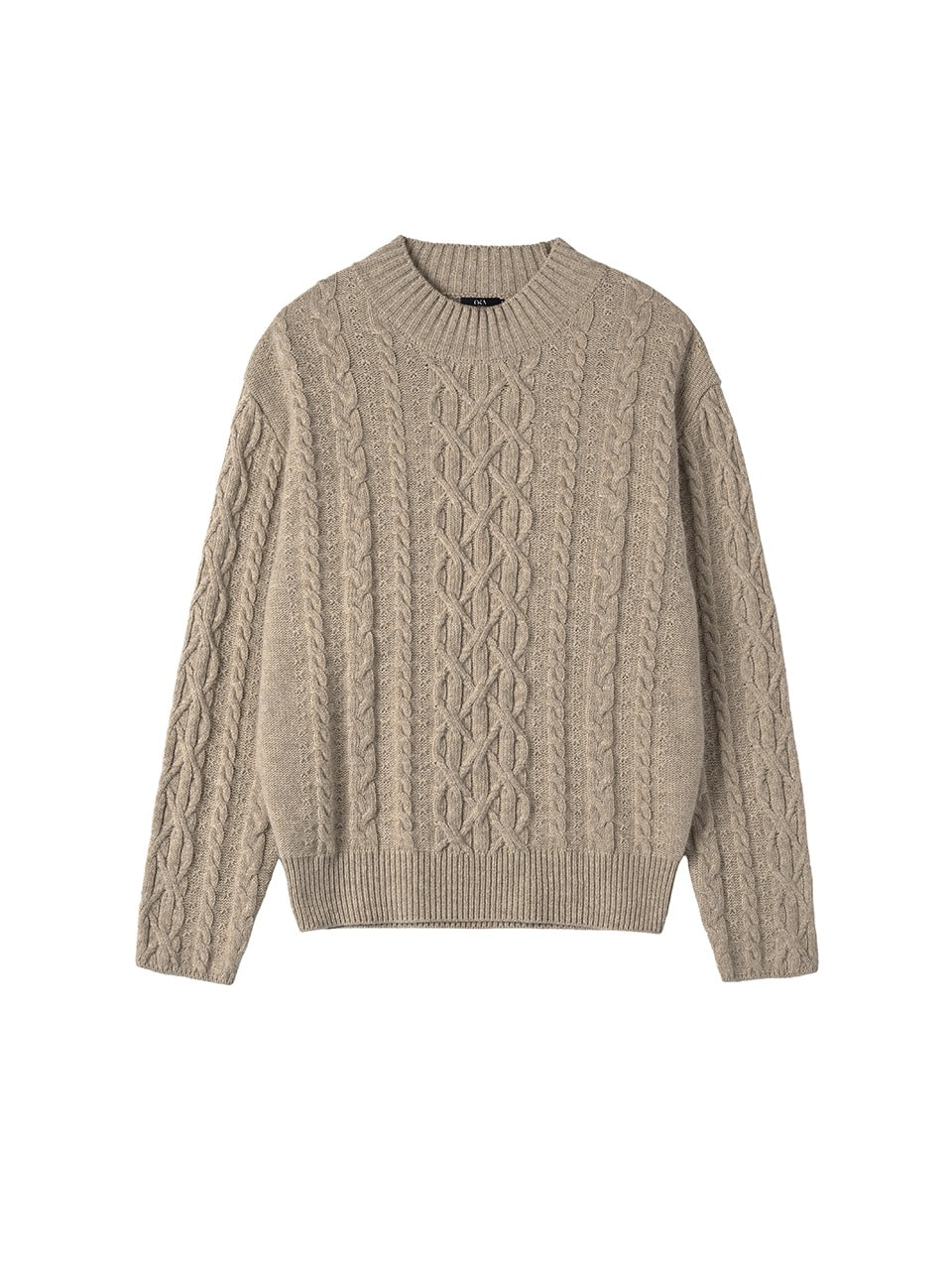 Magaret Crew neck Cable Knit Sand Beige