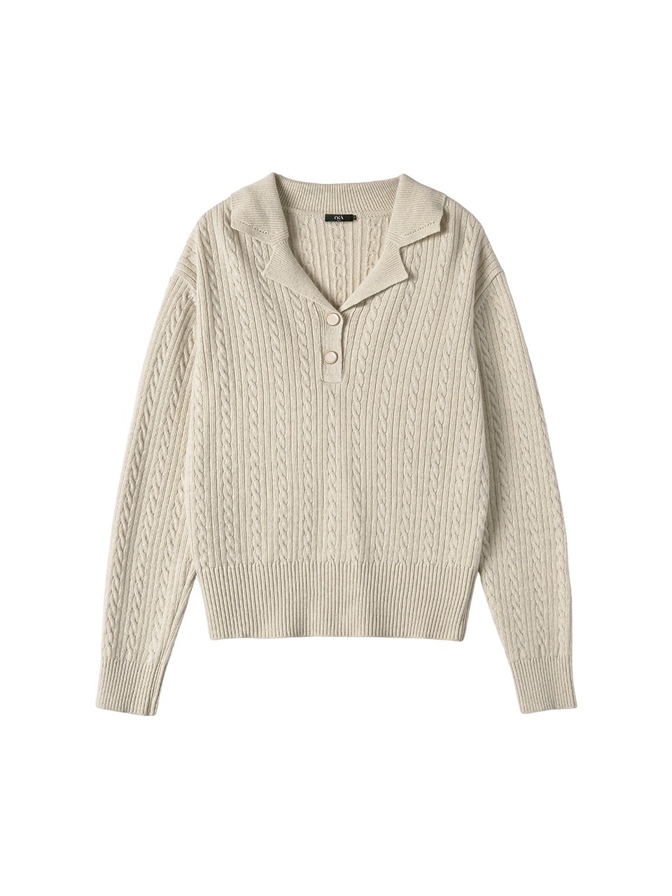 Ted Cashmere Cable Collar Knit Oatmeal