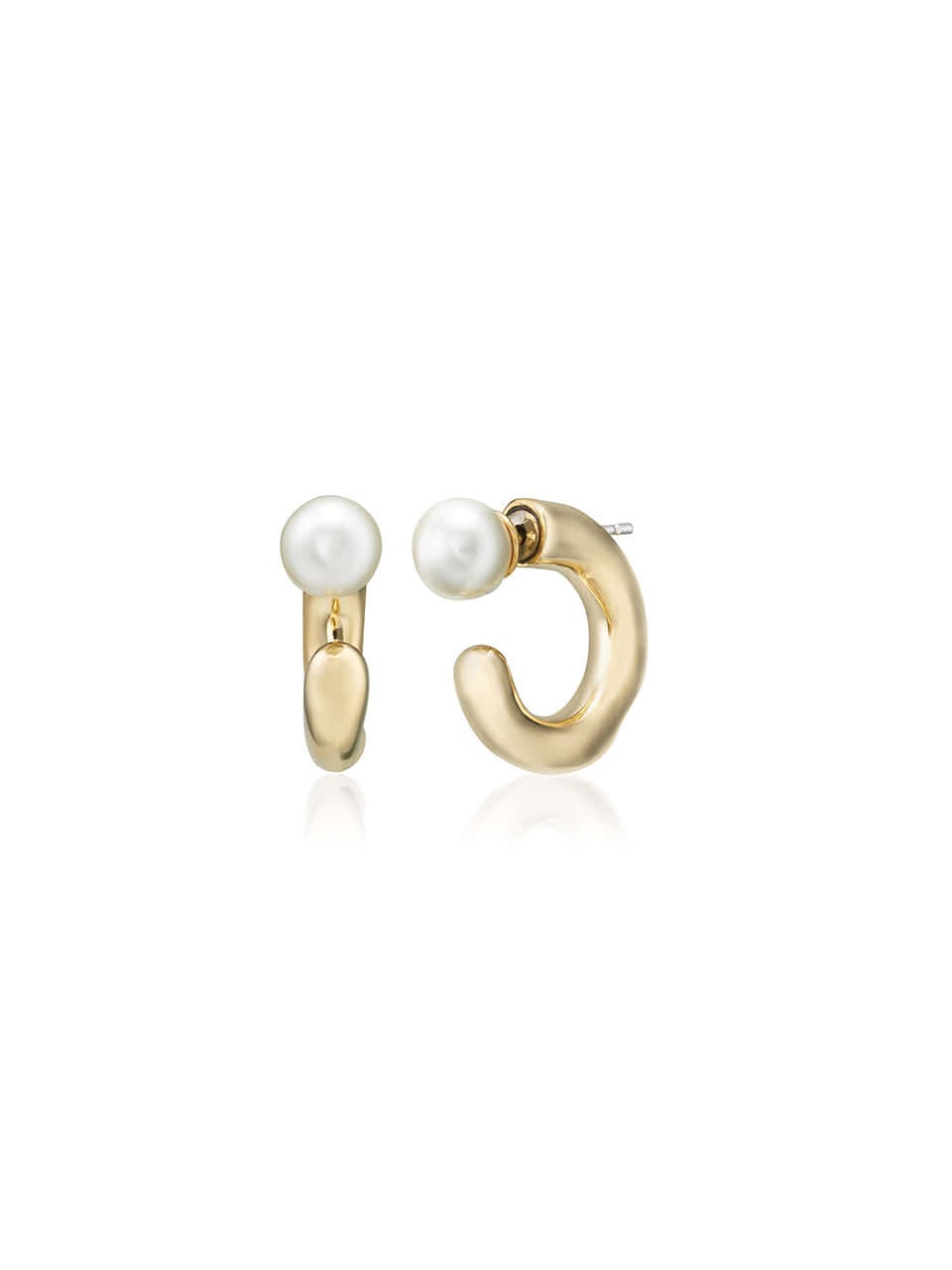 Melting Pearl Ring Earrings Gold