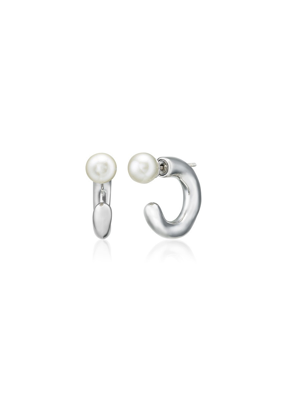 Melting Pearl Ring Earrings Silver