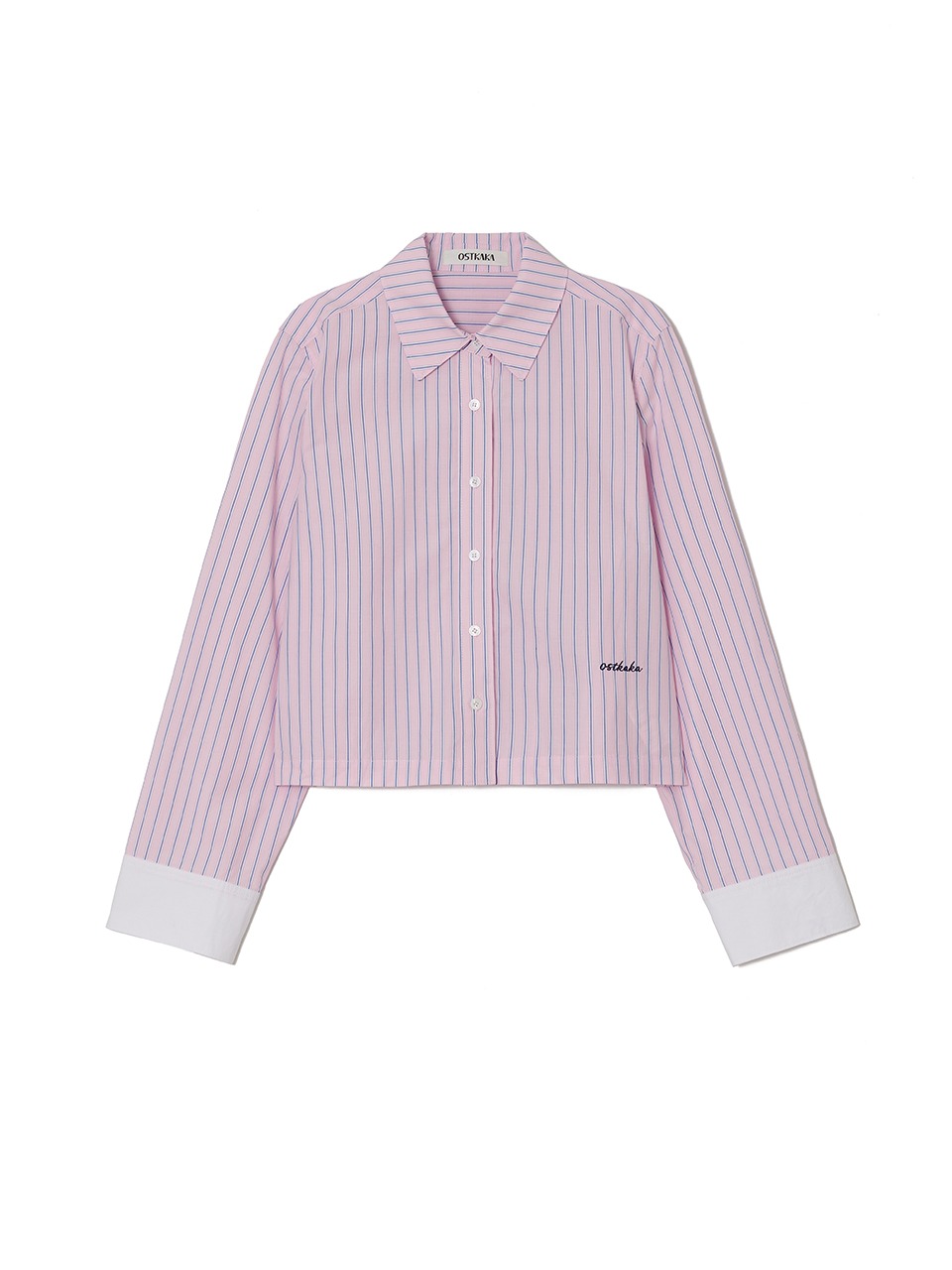Stripe Lettering Crop Shirt Pink