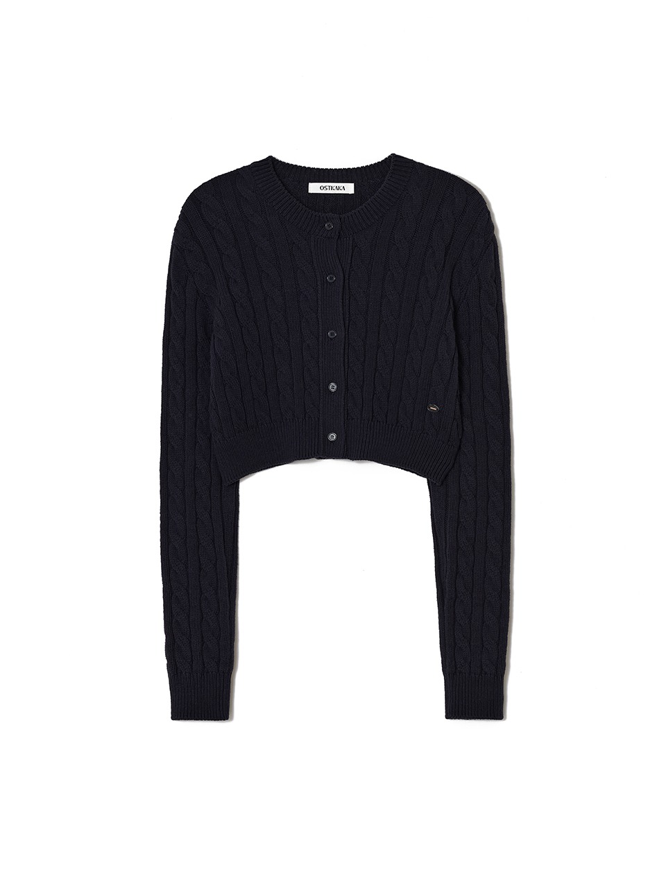 Soft Cable Crop Cardigan Navy